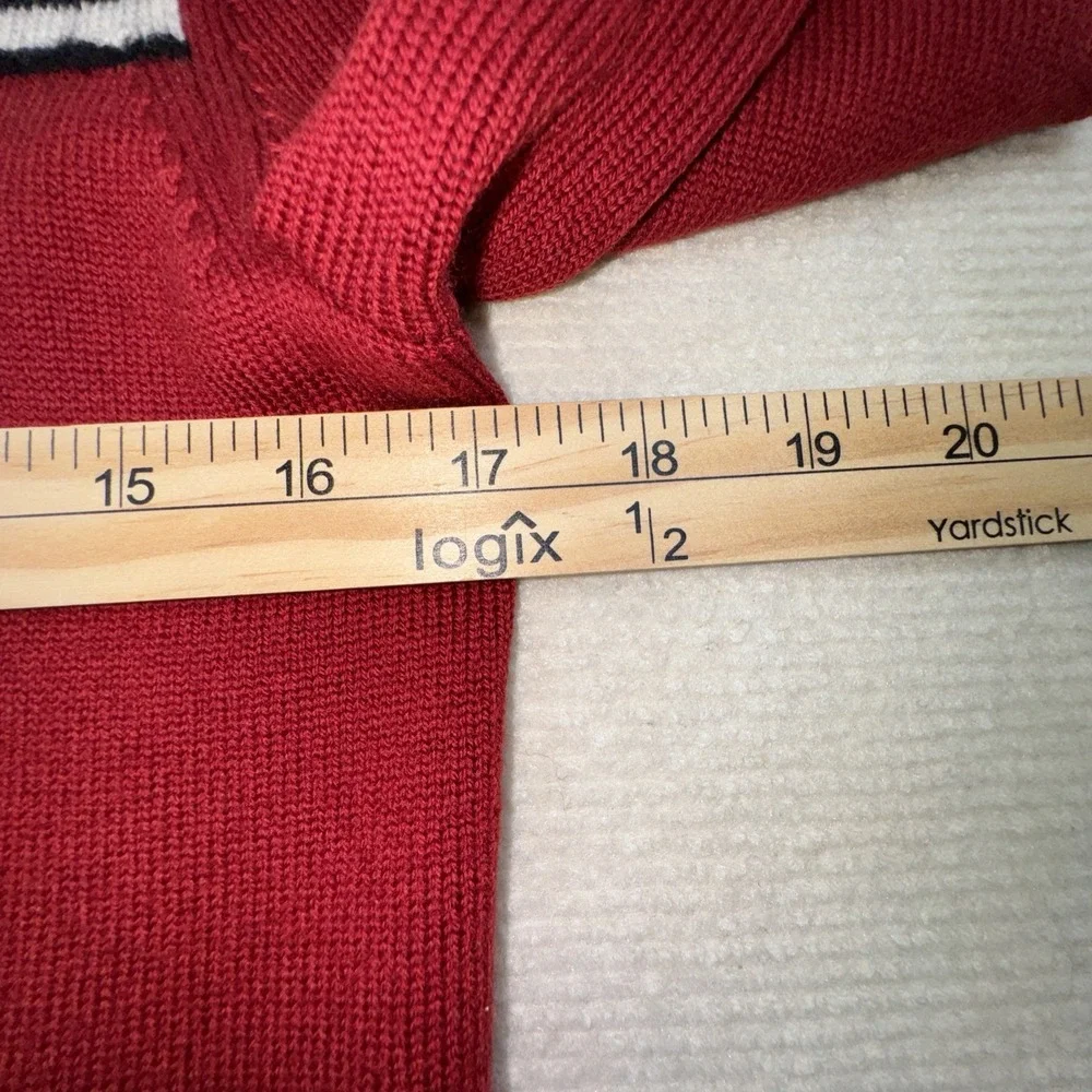 Banana Republic Full Zip Sweater Mens S Red Striped Mock Neck Wool‎ Blend Pocket